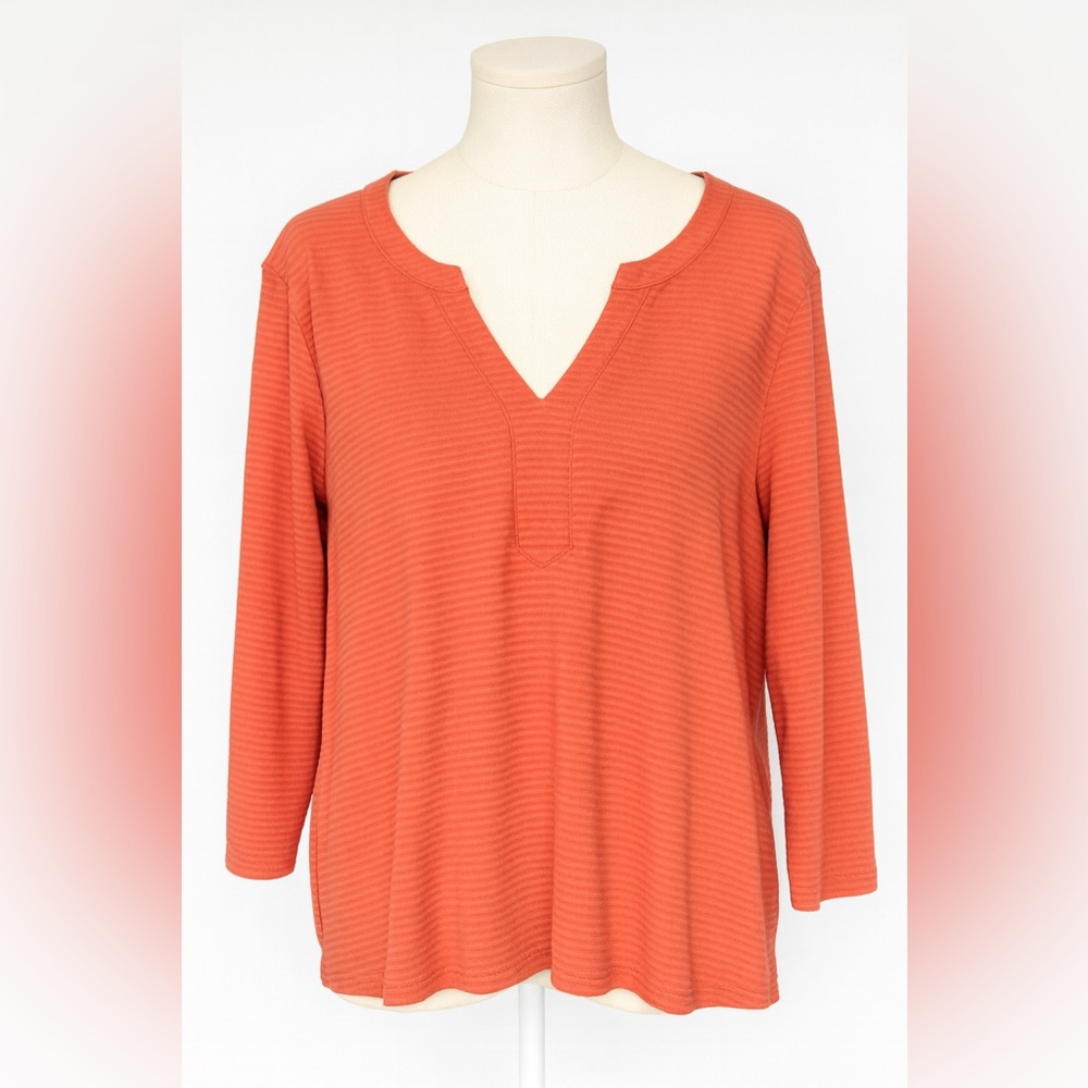 Liz Claiborne, Liz sport Women's Rust V-Neck Long Sleeve Top XL